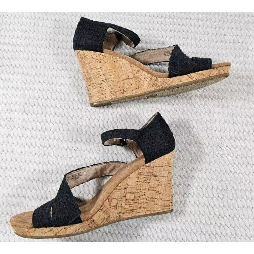Toms Shoes Womens 8.5 Wedge Heel Sandal Dark Blue - Picture 4 of 6